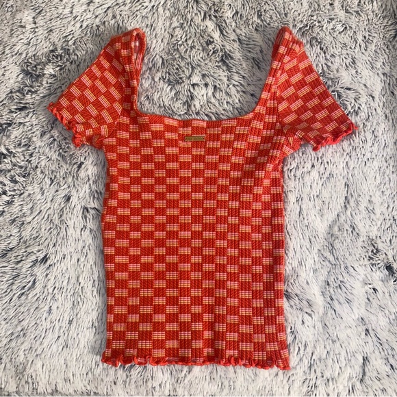 Women's Red Checkered Top - Picture 3 of 3